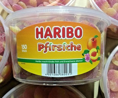 2 Dosen | Haribo Pfirsiche 150 Stück je Dose | 1,35 kg pro Dose