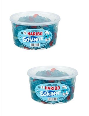 2 Dosen | Haribo Die Schlümpfe 150 Stück - 1,35 kg pro Dose