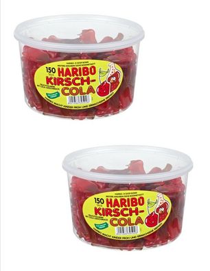 2 Dosen | Haribo Kirsch-Cola 150 Stück - 1,35 kg pro Dose