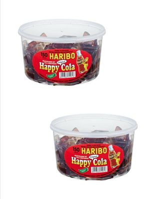 2 Dosen | Haribo Happy Cola 150 Stück - 1,2 kg pro Dose