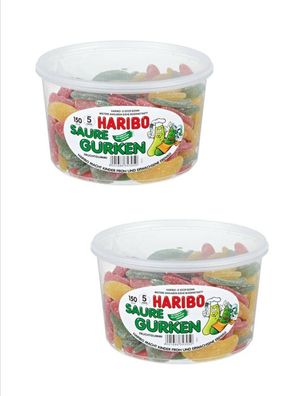 2 Dosen | Haribo Saure Gurken 150 Stück - 1,35 kg pro Dose