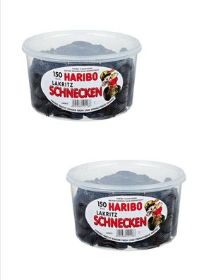 2 Dosen | HARIBO | Lakritz Schnecken 150 Stück - 1,5 kg pro Dose
