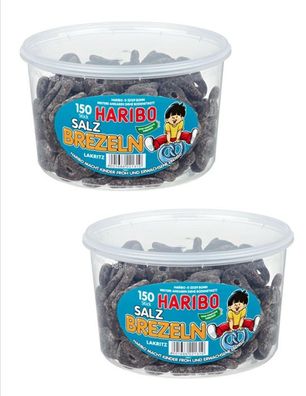 2 Dosen | HARIBO | Salz Brezeln 150 Stück - 1,05 kg pro Dose