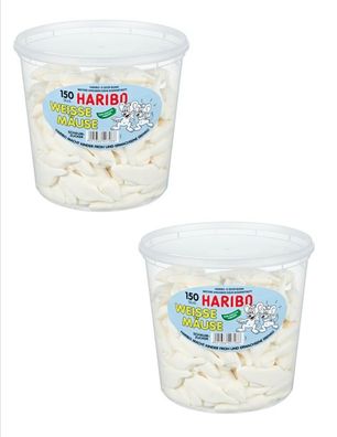 2 Dosen | HARIBO | Weiße Mäuse 150 Stück - 1,05 kg pro Dose
