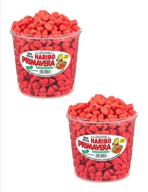 2 Dosen | HARIBO | Primavera Erdbeeren 150 Stück - 1,05 kg pro Dose