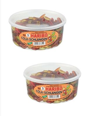 2 Dosen | HARIBO | Cola-Schlangen 150 Stück - 1,05 kg pro Dose