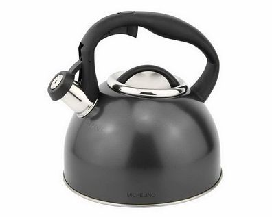 Michelino 2,5 Liter Edelstahl Flötenkessel Teekessel Kessel schwarz 11403