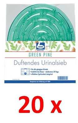 20 x DR. BECHER Duftendes Urinalsieb | Green Pine | 30 Tage Duft | Spritzschutz