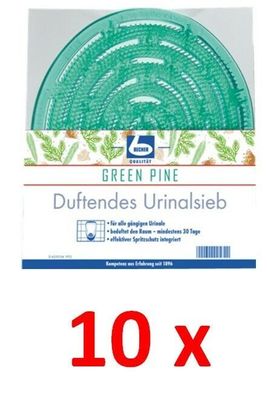 10 x DR. BECHER Duftendes Urinalsieb | Green Pine | 30 Tage Duft | Spritzschutz