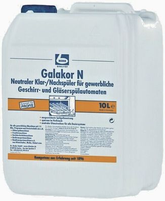 10 Liter | DR. BECHER Galakor N Klar-/Nachspüler | gewerbliches Klarspülmittel