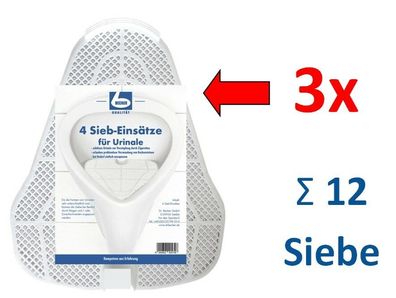 3 x DR. BECHER Siebeinsätze für Urinale ? 12 Stück, weiß, beliebig anpassen
