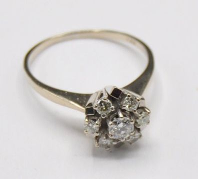 Weißgold GG Ring Diamant Brillant 0.45 Carat Blüte 750 Gold Neu wertig