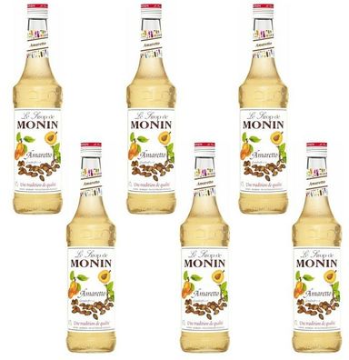 6 Flaschen | MONIN Amaretto | 1,0L je Flasche Bittermandel