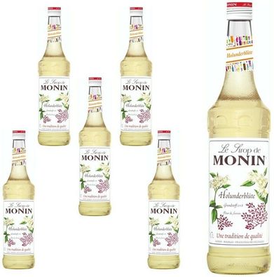 6 Flaschen | MONIN Holunderblüte | 0,7L je Flasche | blumiges Aroma