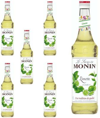 6 Flaschen | MONIN Limette | 0,7L je Flasche | Süß-Sauer-Geschmack