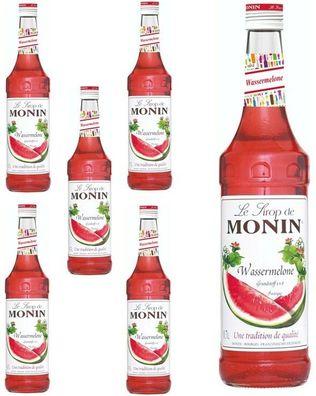 6 Flaschen | MONIN Wassermelone | 0,7L je Flasche | Exotisch, frisch und saftig