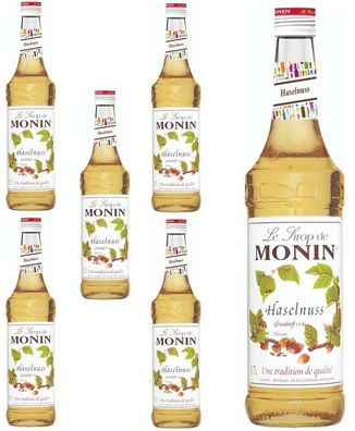 6 Flaschen | MONIN Haselnuss | 0,7L je Flasche | Hauch von Mandel und Vanille