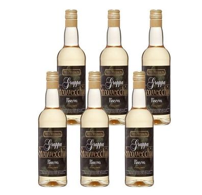 6x Villa Mazzolini Grappa Stravecchia Riserva 38 % Vol. - 0,7 Liter Flasche