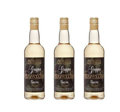 3x Villa Mazzolini Grappa Stravecchia Riserva 38 % Vol. - 0,7 Liter Flasche