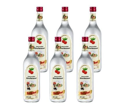 6x Berghof Schwarzwälder Kirschwasser 40 % Vol. - 1 Liter Flasche