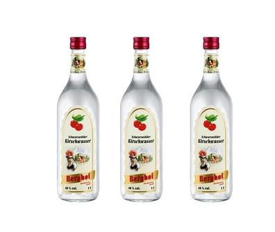 3x Berghof Schwarzwälder Kirschwasser 40 % Vol. - 1 Liter Flasche