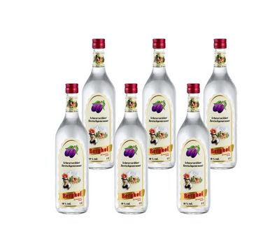 6x Berghof Zwetschgenwasser 40% Vol. - 1 Liter Flasche