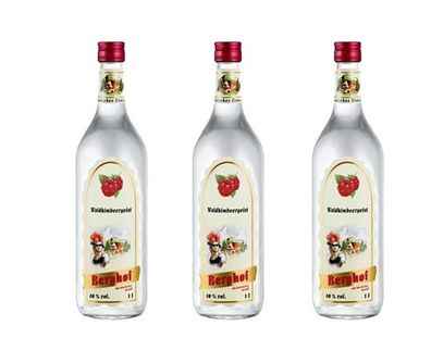 3x Berghof Waldhimbeergeist 40% Vol. - 1 Liter Flasche