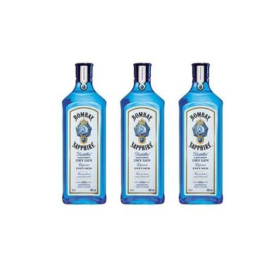 3x BOMBAY Sapphire London Dry Gin 40 % Vol. -1 Liter Flasche
