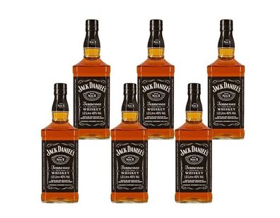 6x JACK DANIEL'S Whiskey Tennessee Old No.7 40 % Vol.- 1 L Flasche Whiskey
