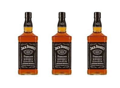 3x JACK DANIEL'S Whiskey Tennessee Old No.7 40 % Vol.- 1 L Flasche Whiskey