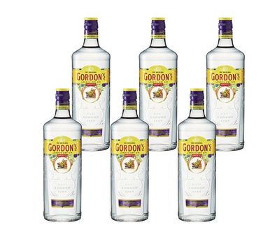 6x Gordon's London Dry Gin 37,5 % Vol. - 1 L Flasche Gin