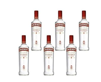 6x Smirnoff Red No. 21 Premium Vodka 37,5 % Vol. - 1 Liter Flasche Wodka