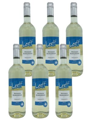 6x Leoff weißer Burgunder QBA trockener Qualitätswein Pfalz 11,5% - 0,75 L