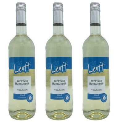 3x Leoff weißer Burgunder QBA trockener Qualitätswein Pfalz 11,5% - 0,75 L