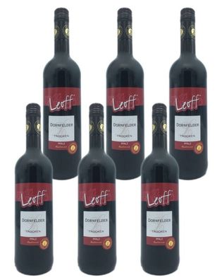 6x Leoff Dornfelder Rotwein trocken QBA Qualitätswein Pfalz 11,5% - 0,75L
