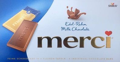 merci - 4 einzeln verpackte Mini-Tafeln Edel-Sahneschokolade 100g
