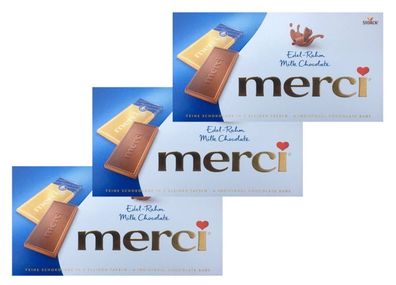 3x merci - 4 einzeln verpackte Mini-Tafeln Edel-Sahneschokolade 100g