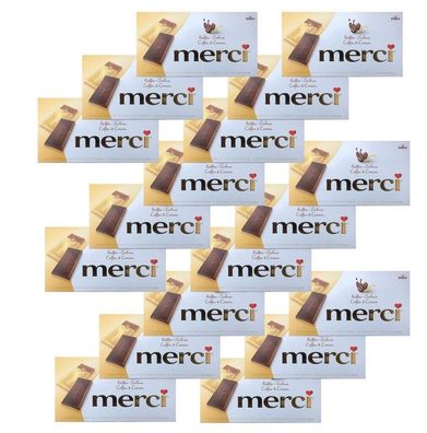 18x merci - Edel-Kaffee-Sahneschokolade auf Weißer Schokolade - 100 g Schachtel