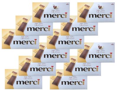 12x merci - Edel-Kaffee-Sahneschokolade auf Weißer Schokolade - 100 g Schachtel