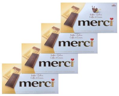 4x merci - Edel-Kaffee-Sahneschokolade auf Weißer Schokolade - 100 g Schachtel
