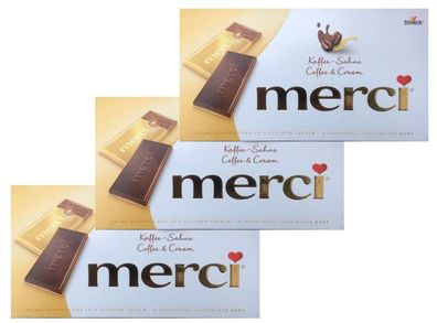 3x merci - Edel-Kaffee-Sahneschokolade auf Weißer Schokolade - 100 g Schachtel