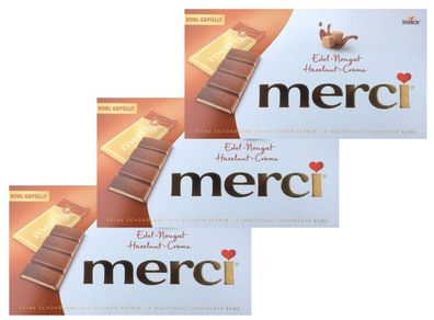 3x merci - Merci Tafelschokolade Edel-Nougat - 112 g Schachtel