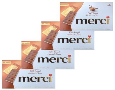 4x merci - Merci Tafelschokolade Edel-Nougat - 112 g Schachtel