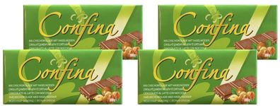 4x Confina Milchschokolade mit Haselnüssen - 100 g Tafel