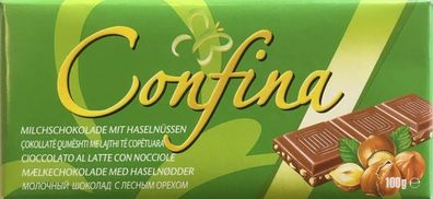 Confina Milchschokolade mit Haselnüssen - 100 g Tafel