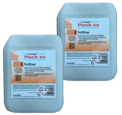 2x SEEGER Pack zu 8 - Fettlöser | rasant wirksam | 5 Liter – Kanister