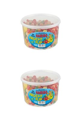 2 Dosen | Haribo Frucht Flip 510 Stück - 1,275 kg pro Dose