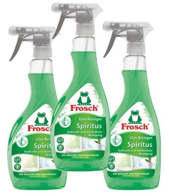 3 x Frosch Spiritus Glas-Reiniger a 500ml streifenfreie Glasreinigung