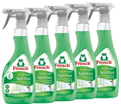 5 x Frosch Spiritus Glas-Reiniger a 500ml streifenfreie Glasreinigung