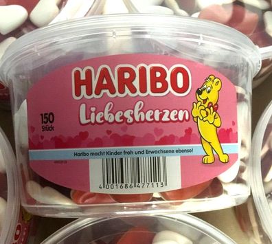 4 Dosen | Haribo Liebesherzen 150 Stück - 1,2 kg pro Dose